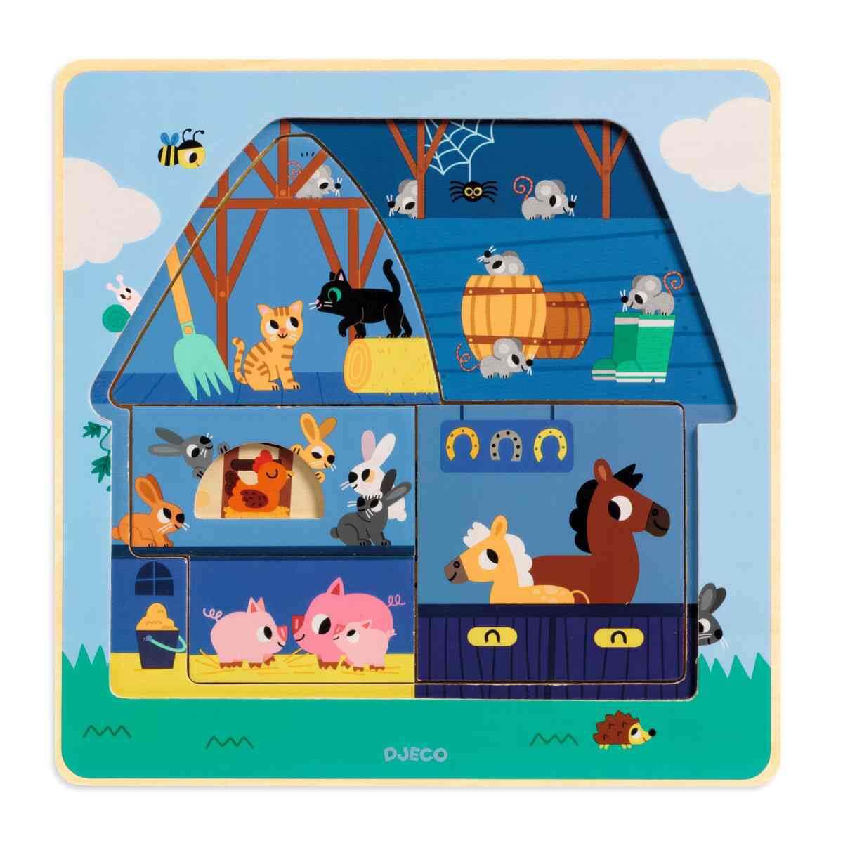 Chez Moo -3 Layer Puzzle-Djeco