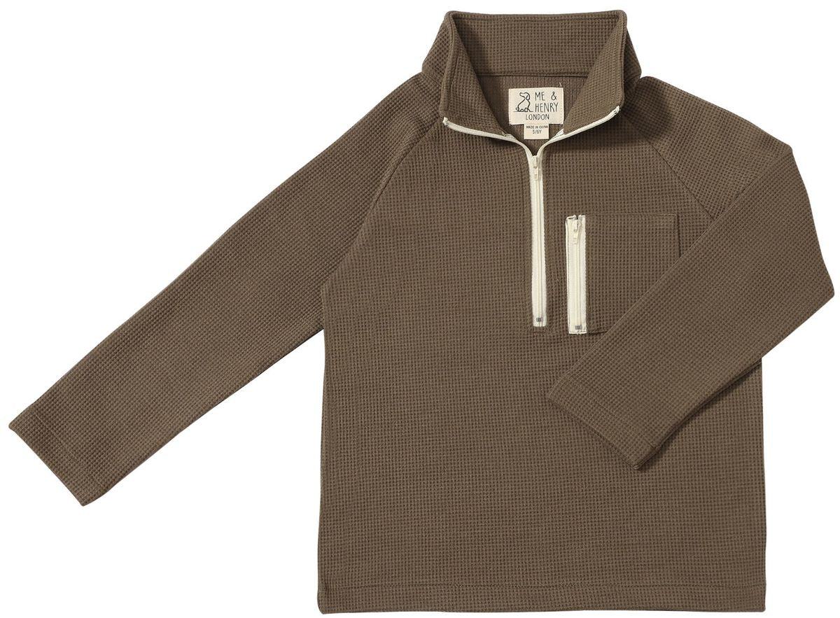 Picket Waffle Zip Up Sweater-Me And Henry -