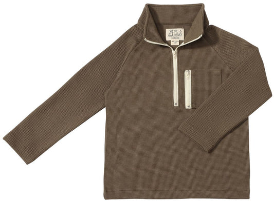Picket Waffle Zip Up Sweater-Me And Henry -