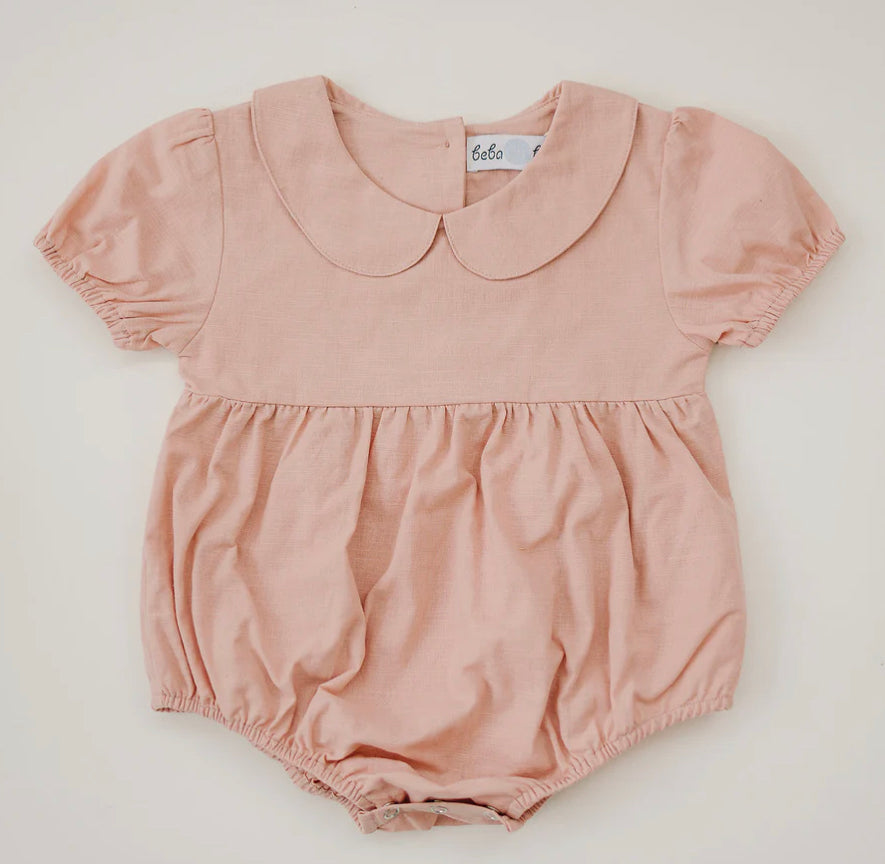 Peter Pan Collar Linen Romper-Beba Bean