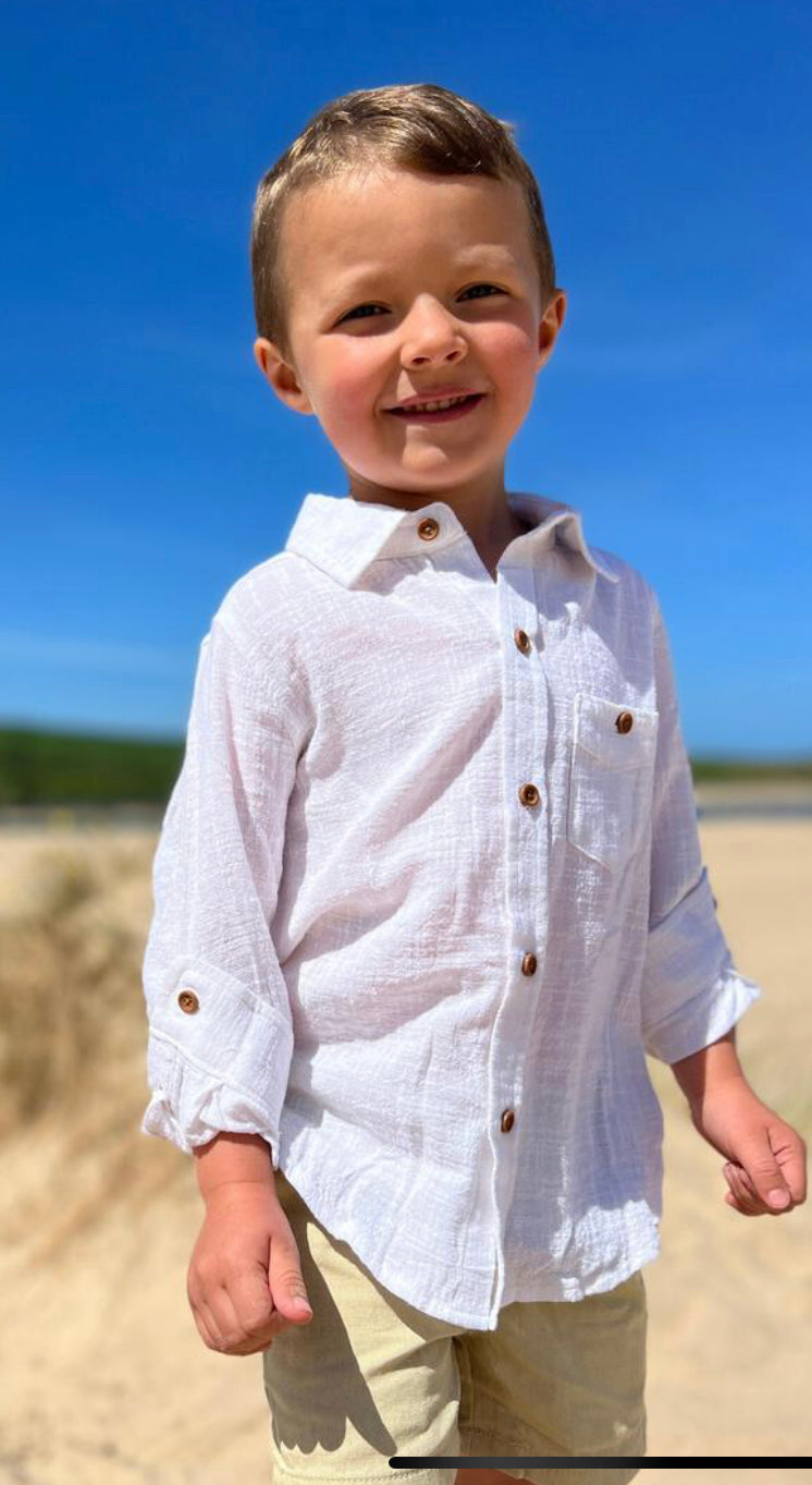 White Gauze Button Down Shirt-Me and Henry