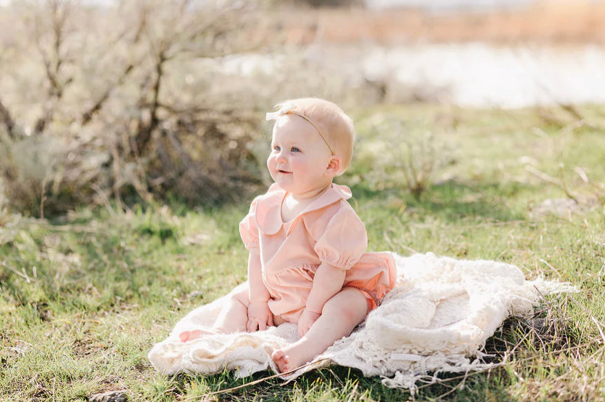 Peter Pan Collar Linen Romper-Beba Bean