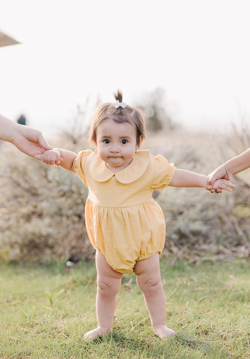Peter Pan Collar Linen Romper-Beba Bean