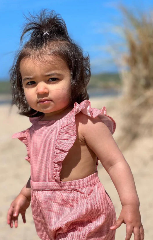 Baby girl romper, summer romper, gingham romper, vignette romper