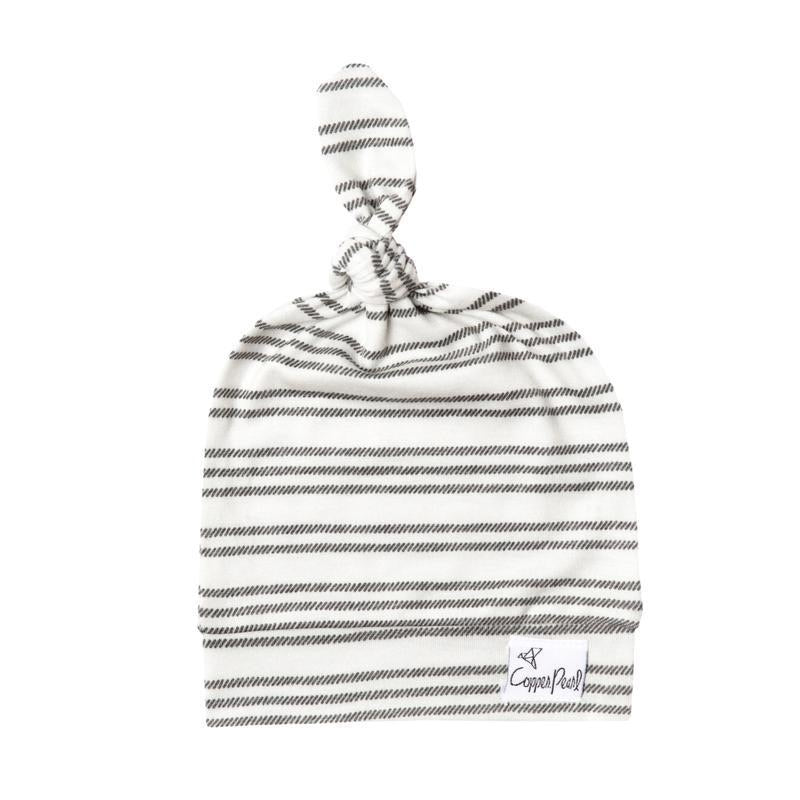 modern stripes, baby hat, copper pearl
