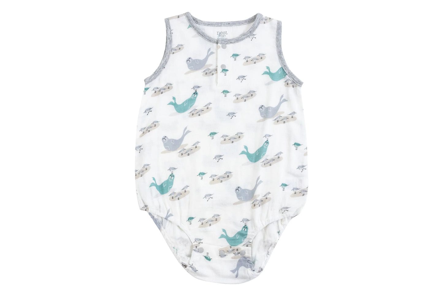 Birds Sleeveless Henley Onesie-Nest Designs