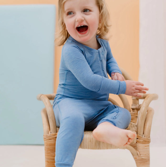 Azure Lake Bamboo Long Sleeve Footless Sleeper Snug Fit-Nest