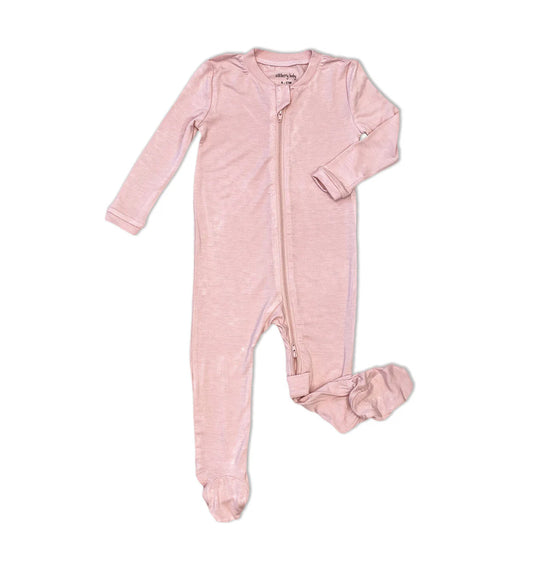 Teatime Pink Bamboo Footies With Two Way Zipper-Silkberry