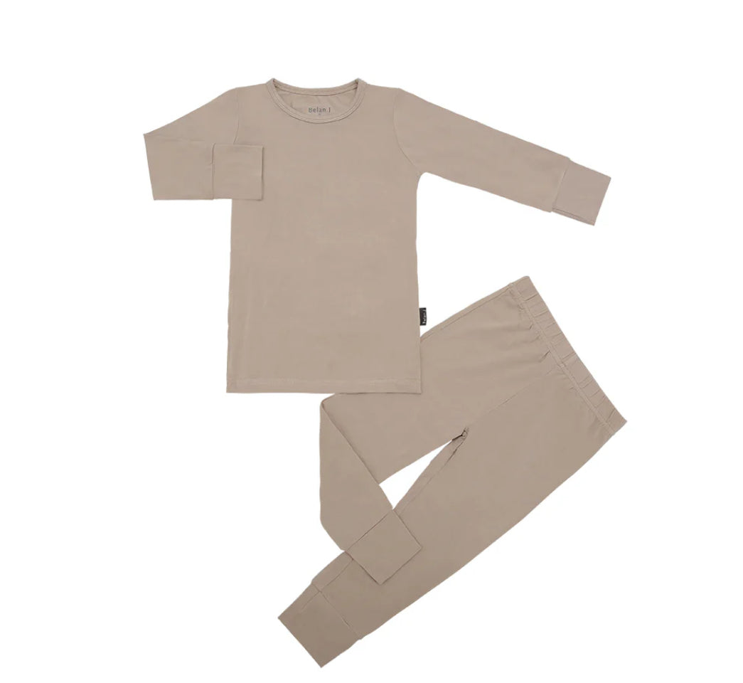 Oatmeal Long Sleeve PJ Set-Belan.J