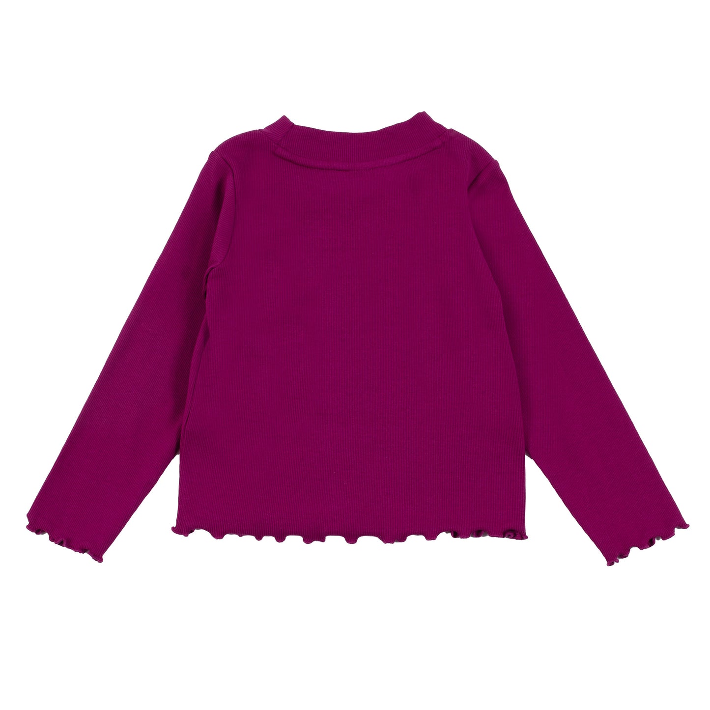 Magenta Ribbed Long Sleeve Shirt with Scalloped trim-Nano