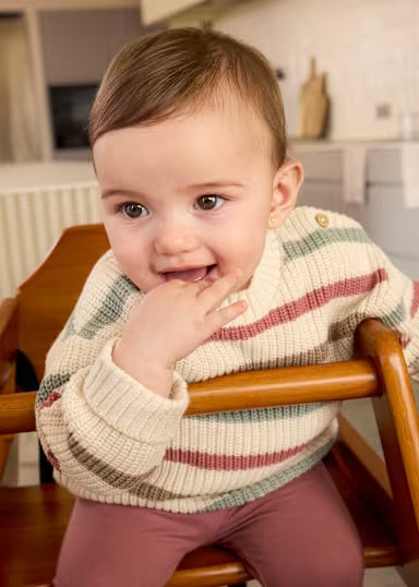 Cream Striped Organic Knit Sweater - Mayoral