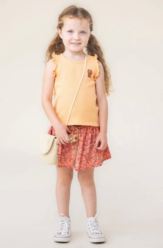 Peach Ribbed Tank with Applique -Nano