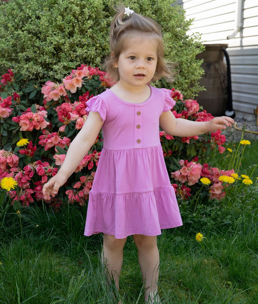 Crocus Colour Flutter sleeve Tiered dress with bloomer - Silkberry