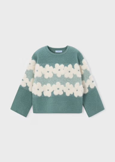 Teal Plush Daisy Children’s Sweater - Mayoral
