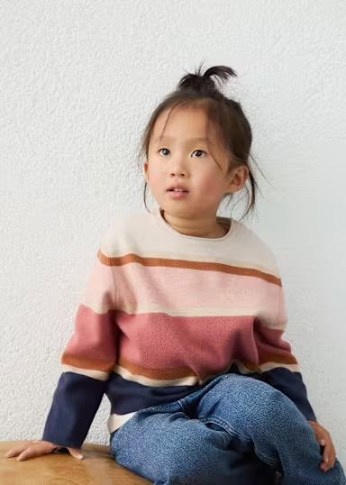Navy and Pink Stripes Girls Sweater - Mayoral