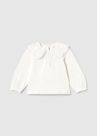 White Eyelet Collared Children’s Long Sleeve Tishirt- Mayoral
