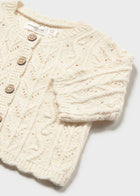 White Baby Girl Button Knit Sweater - Mayoral