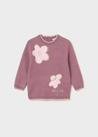 Mauve Sweater Dress with Pink Flowers - Mayoral