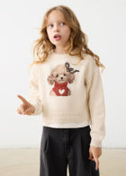 Cream Poodle Sweater with Scalloped Trim- Mayoral