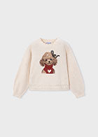Cream Poodle Sweater with Scalloped Trim- Mayoral