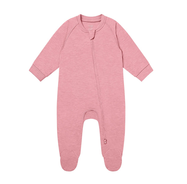 Sunset Pink Bamboo Long Sleeve Footed Sleeper Snug Fit-Nest