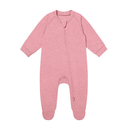 Sunset Pink Bamboo Long Sleeve Footed Sleeper Snug Fit-Nest