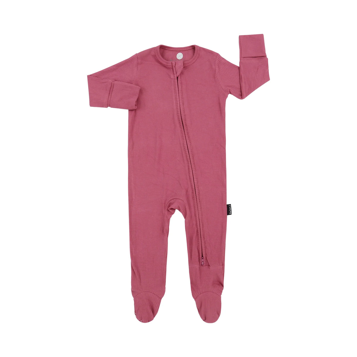 Rose Wood Ribbed Footed Zipper Sleeper-Belan.J