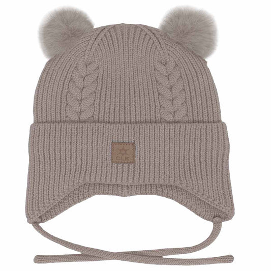 Knit Soft Touch Double PomPom Hat-Calikids