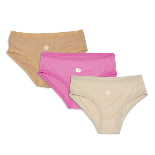 Crocus/Cookie/Almond Bamboo Girls Bikini Underwear 3 Pack-Silkberry