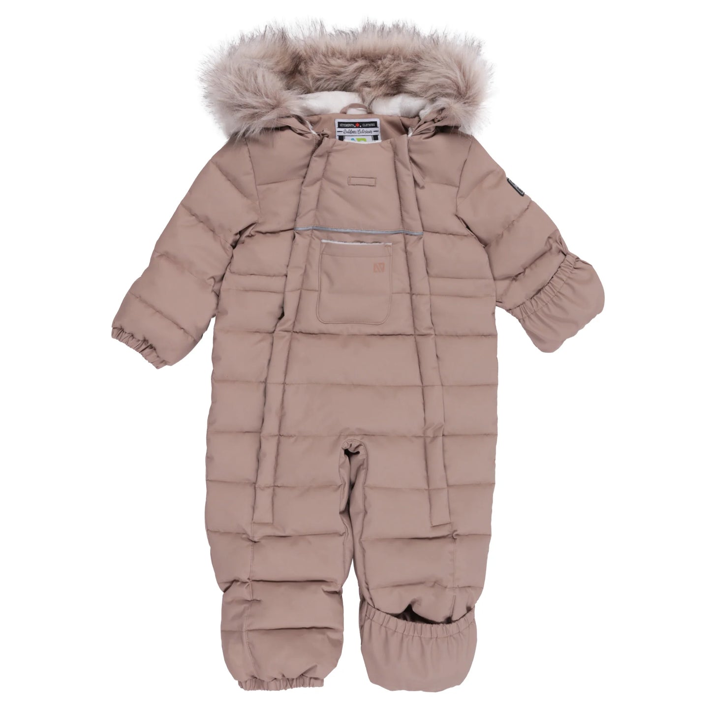 Tan One-Piece Snowsuit with Removable Fur Hood - Nano