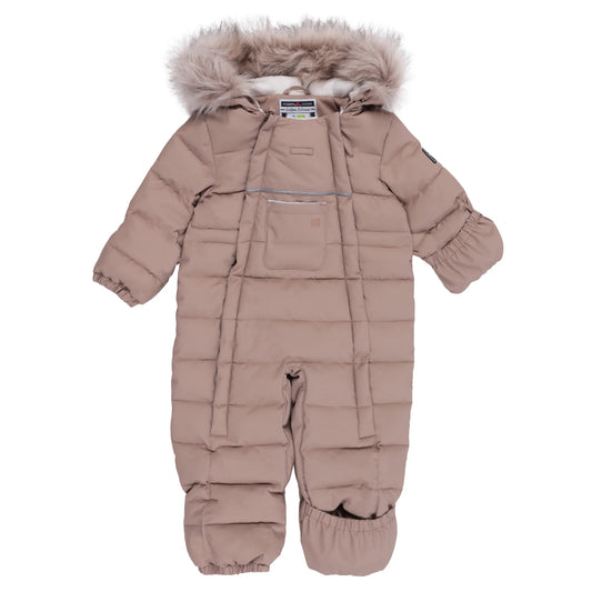 Tan One-Piece Snowsuit with Removable Fur Hood - Nano