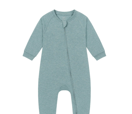 Meadow Green Bamboo Long Sleeve Footed Sleeper Snug Fit-Nest