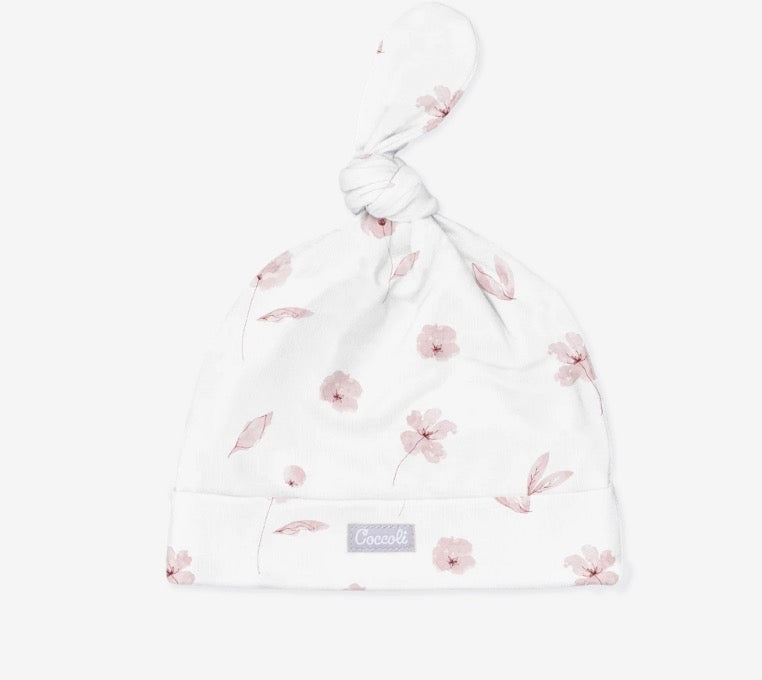 Soft Pink Floral Knotted Hat-Coccoli