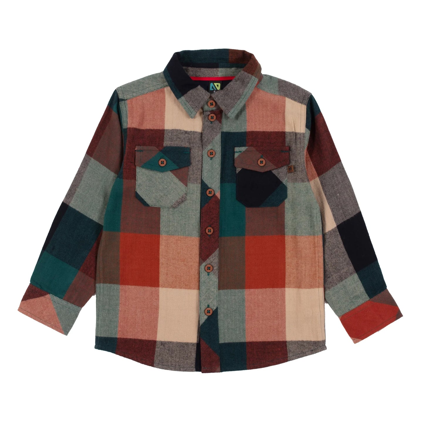 Navy and Teal Plaid Boy Shirt-Nano