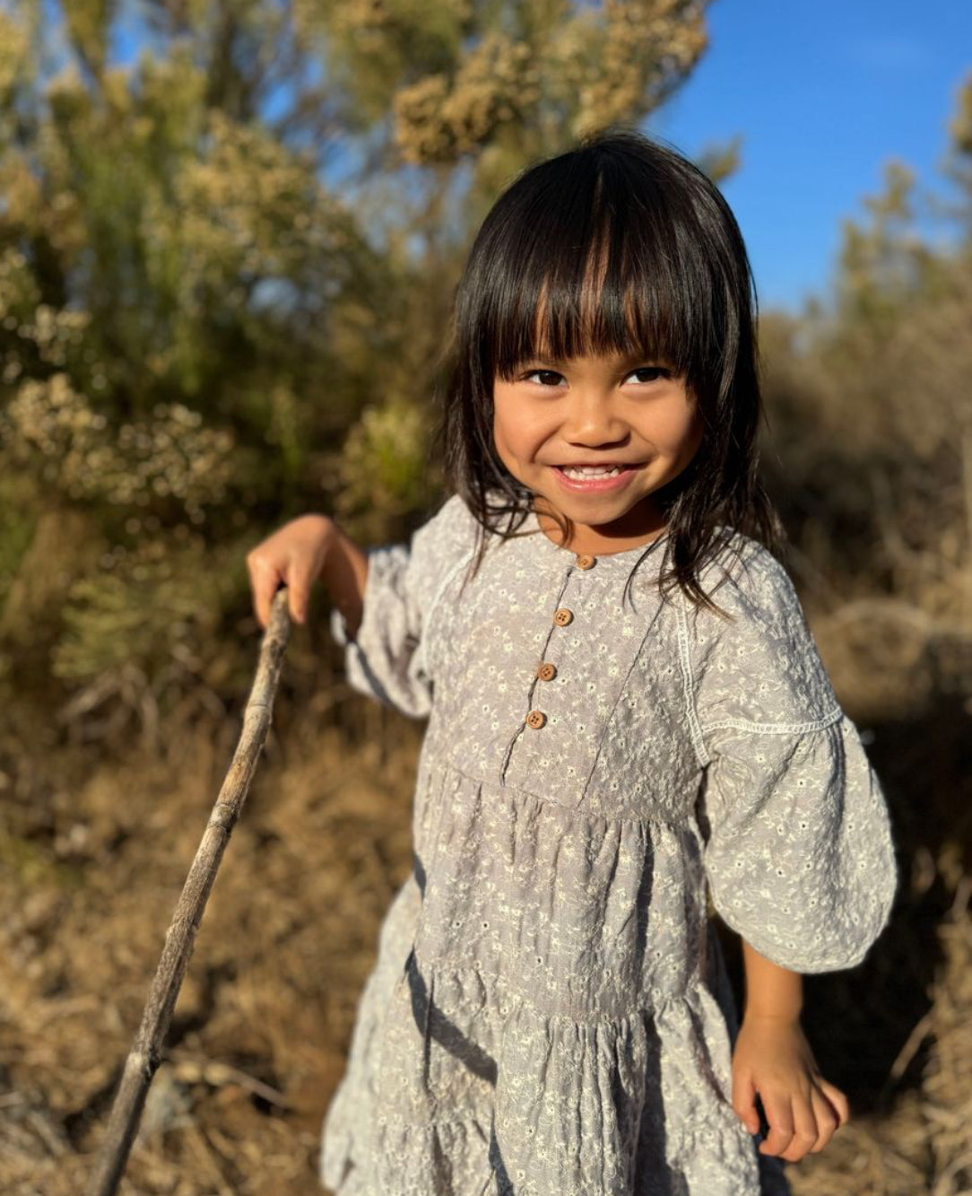 Taupe Eyelet Sadie Dress-Vignette Girls