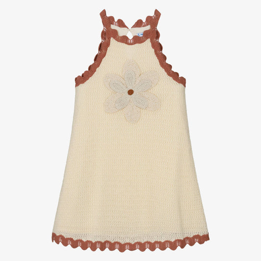 Girls Ivory Knit Dress-Mayoral