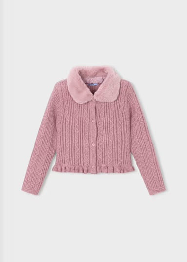 Dusty Rose Cardigan With Detachable Collar - Mayoral