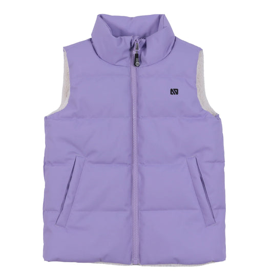 Reversible purple and Cream Vest with Sherpa Lining -Nano