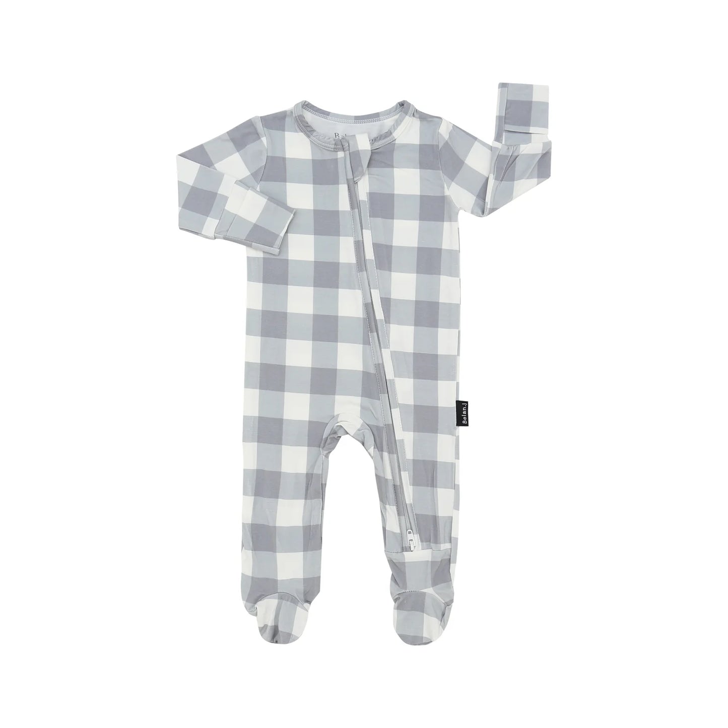 Denim Plaid Baby Footed Sleeper-Belan.J