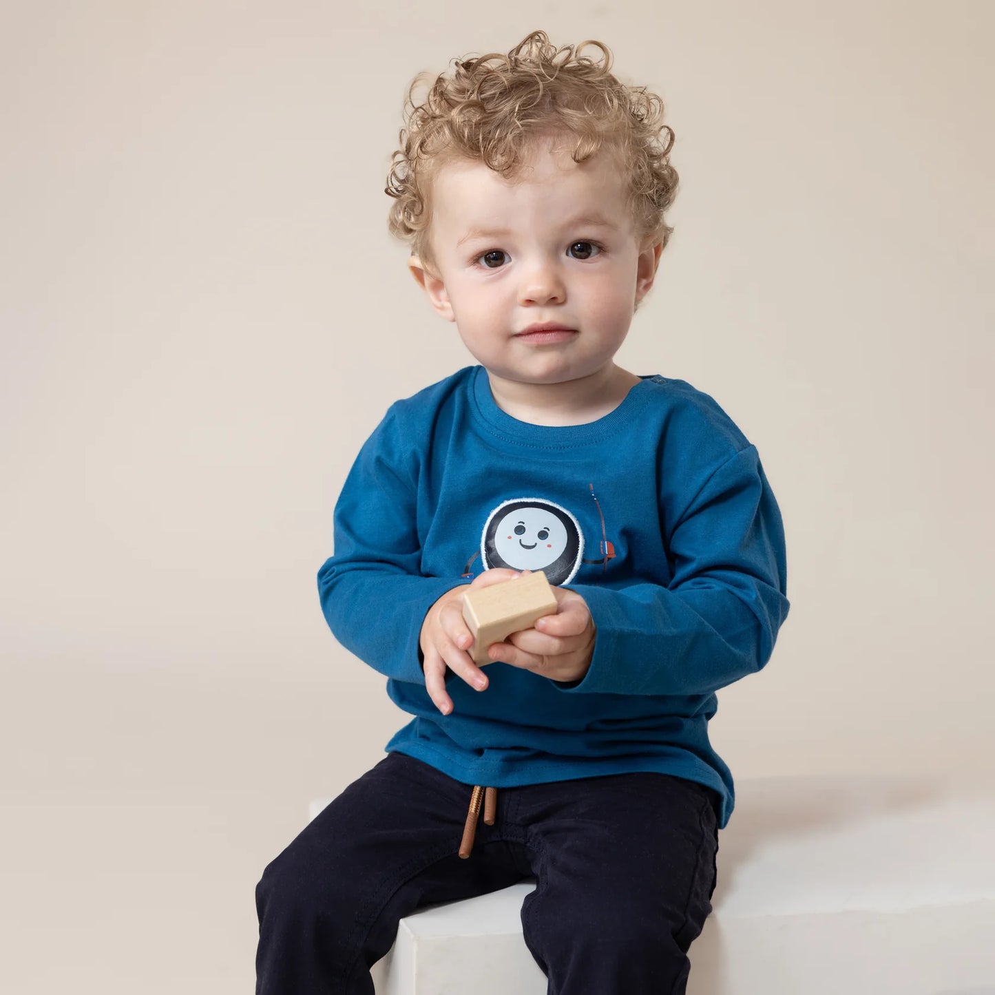 Blue Hockey Puck Baby Shirt Long Sleeve-Nano