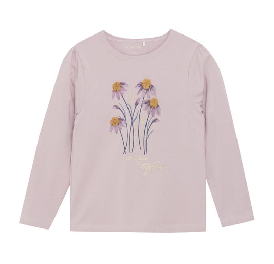 Lilac Girls Long Sleeve Flower Design Top-MinyMo