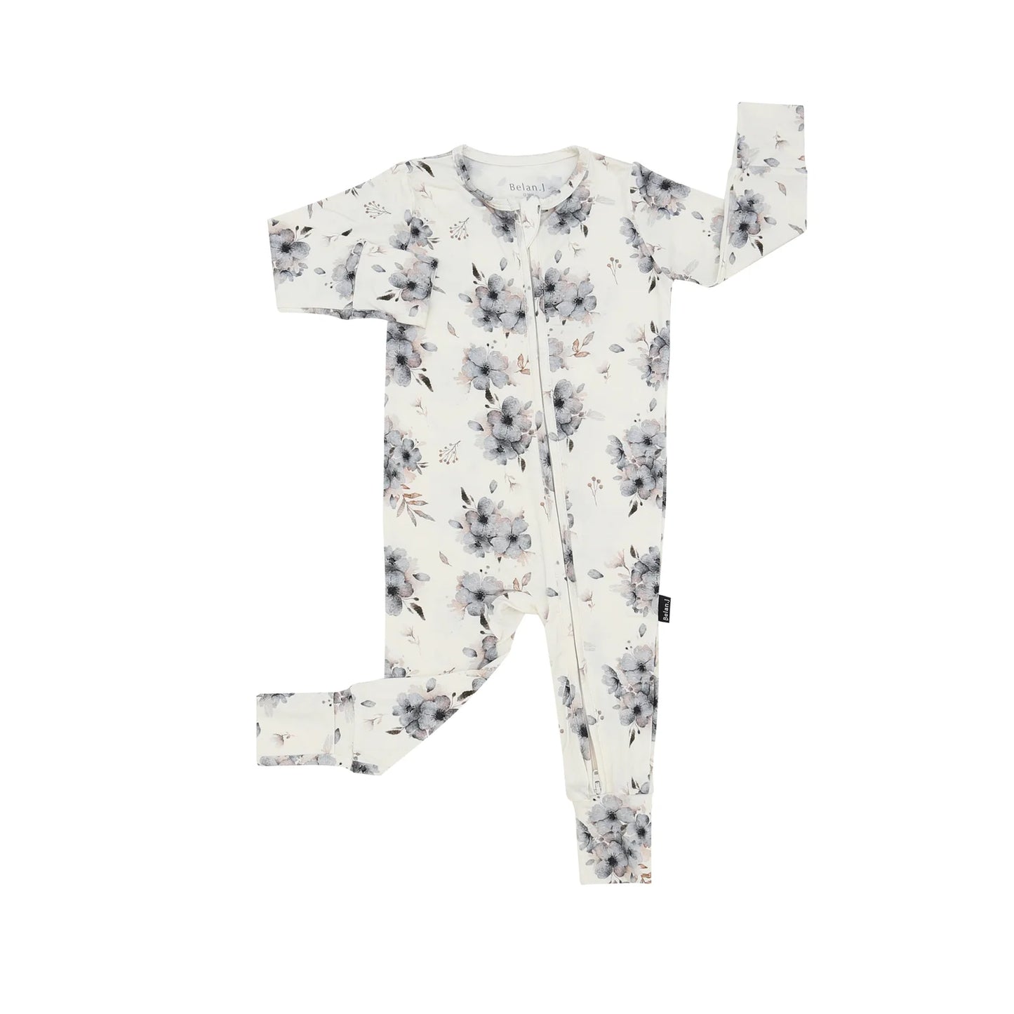 Frosty Floral Footless Sleeper With Fold Over Feet-Belan.J
