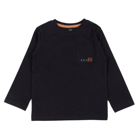 Black Henley Long Sleeve Shirt-Nano