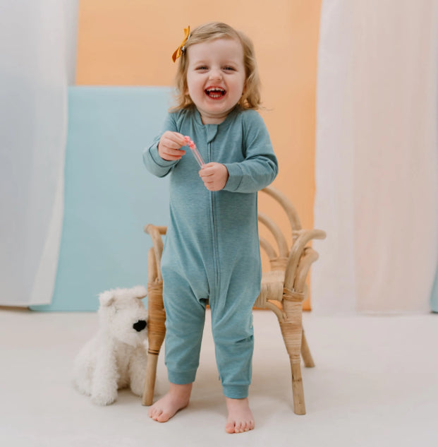 Meadow Green Bamboo Long Sleeve Footless Sleeper Snug Fit-Nest