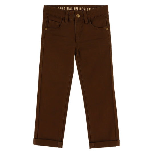 Boys Dark Tan Twill Pants-Nano