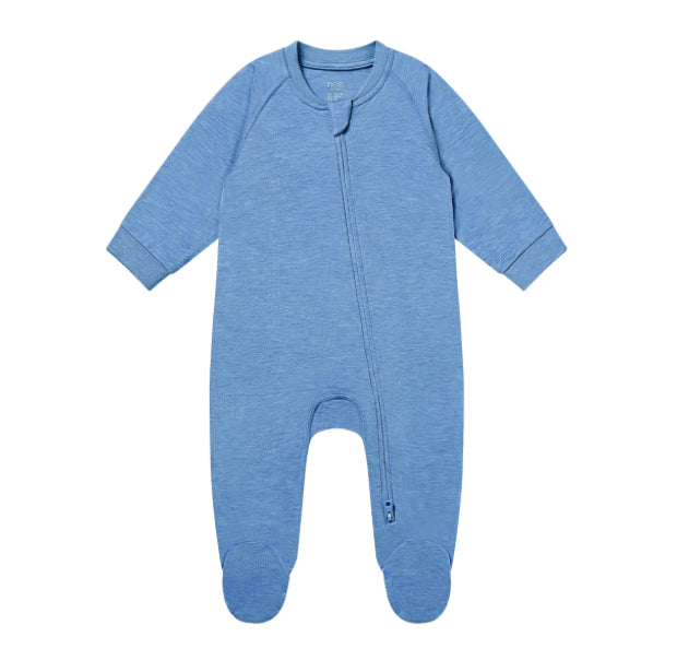 Azure Lake Bamboo Long Sleeve Footed Sleeper Snug Fit-Nest