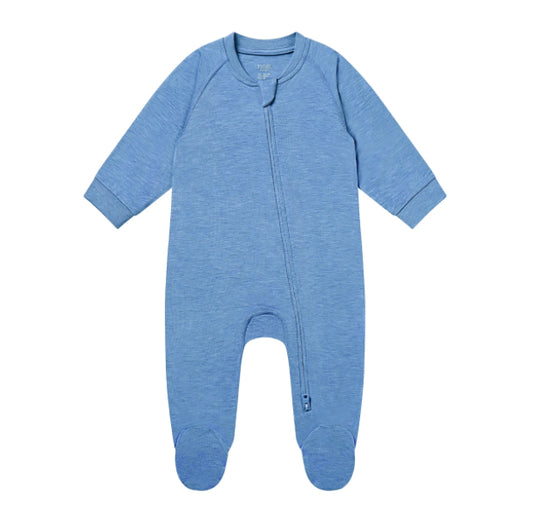 Azure Lake Bamboo Long Sleeve Footed Sleeper Snug Fit-Nest