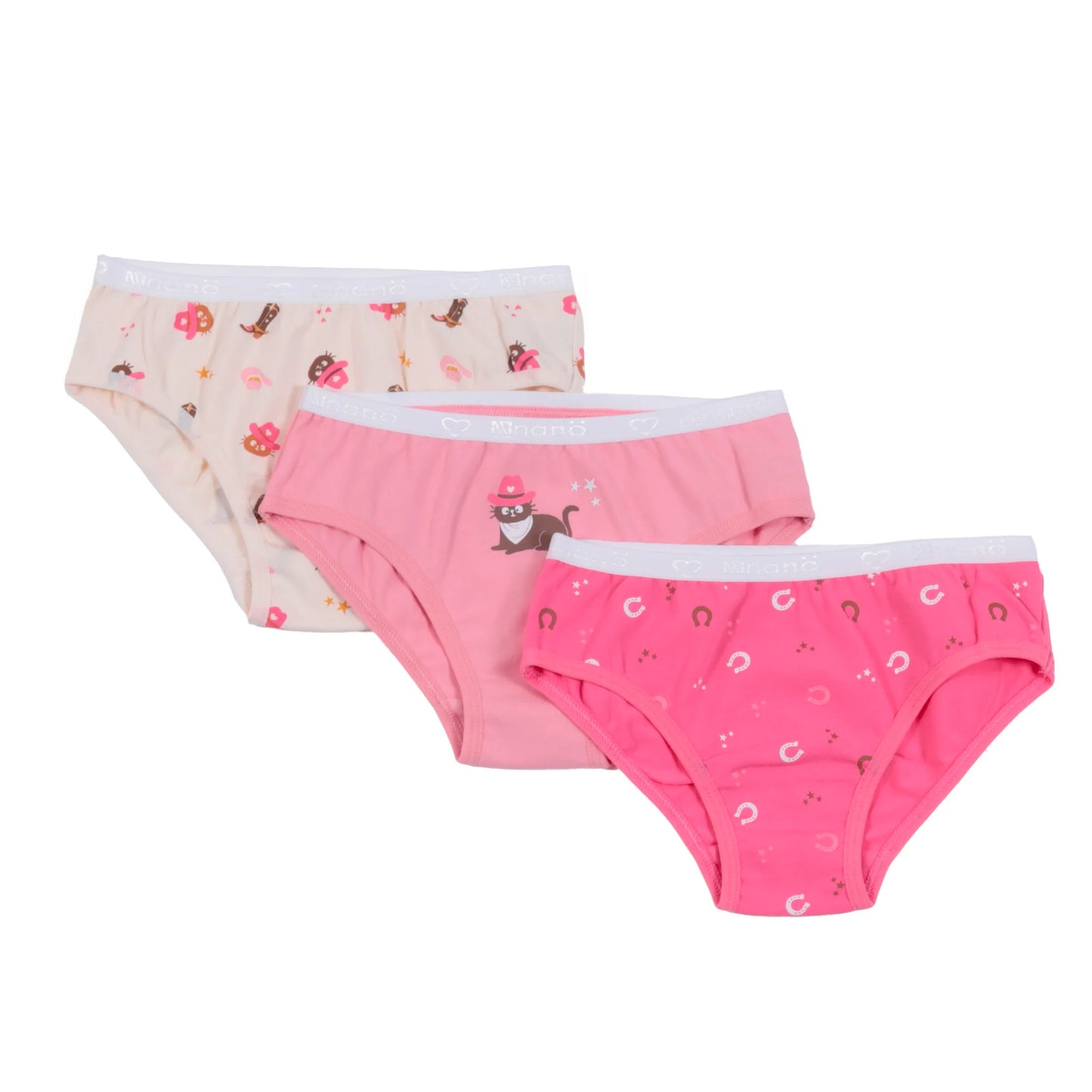 Cowgirl and Cats Girls Bikini Underwear 3 Pack-Nano