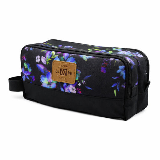 Black and Pink Floral Pencil Case-Nano