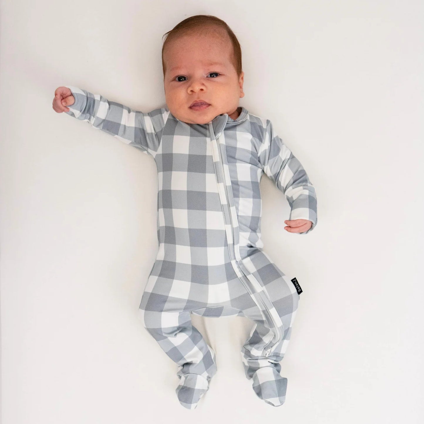 Denim Plaid Baby Footed Sleeper-Belan.J